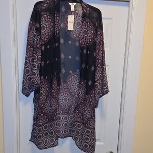 Dalin Black and Purple Swim Coverup